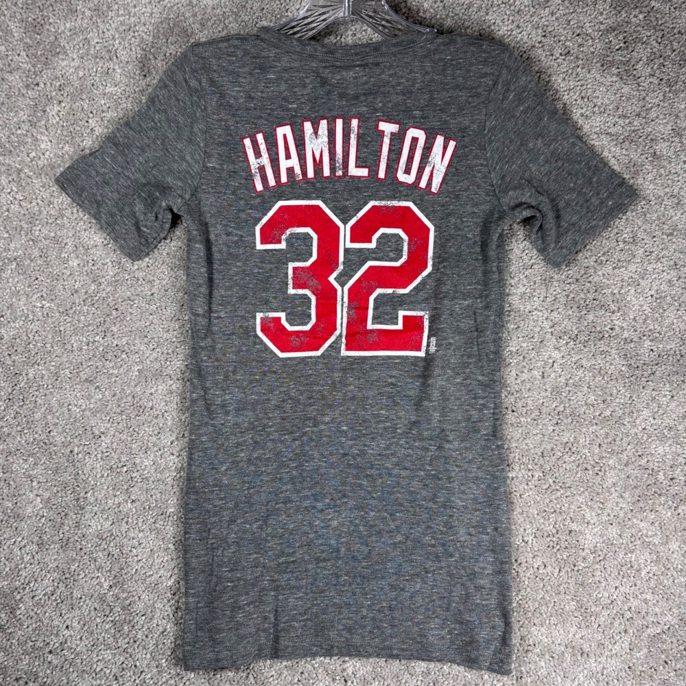 Womens Texas Rangers‎ Hamilton 32 Gray V Neck T Shirt Size Small MLB Players